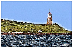 Point Gammon Lighthouse in Massachusetts. Digital Painting.